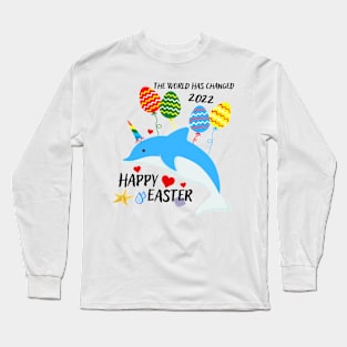 Happy Easter 2022 Delphine Unicorn Long Sleeve T-Shirt